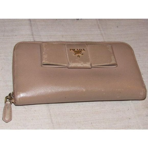 PRADA, Nude Pale Pink Leather XL Zip-around Wallet - Picture 8 of 11